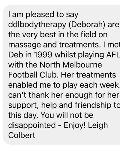 Leigh Colbert-testimonial on remedial sports massage